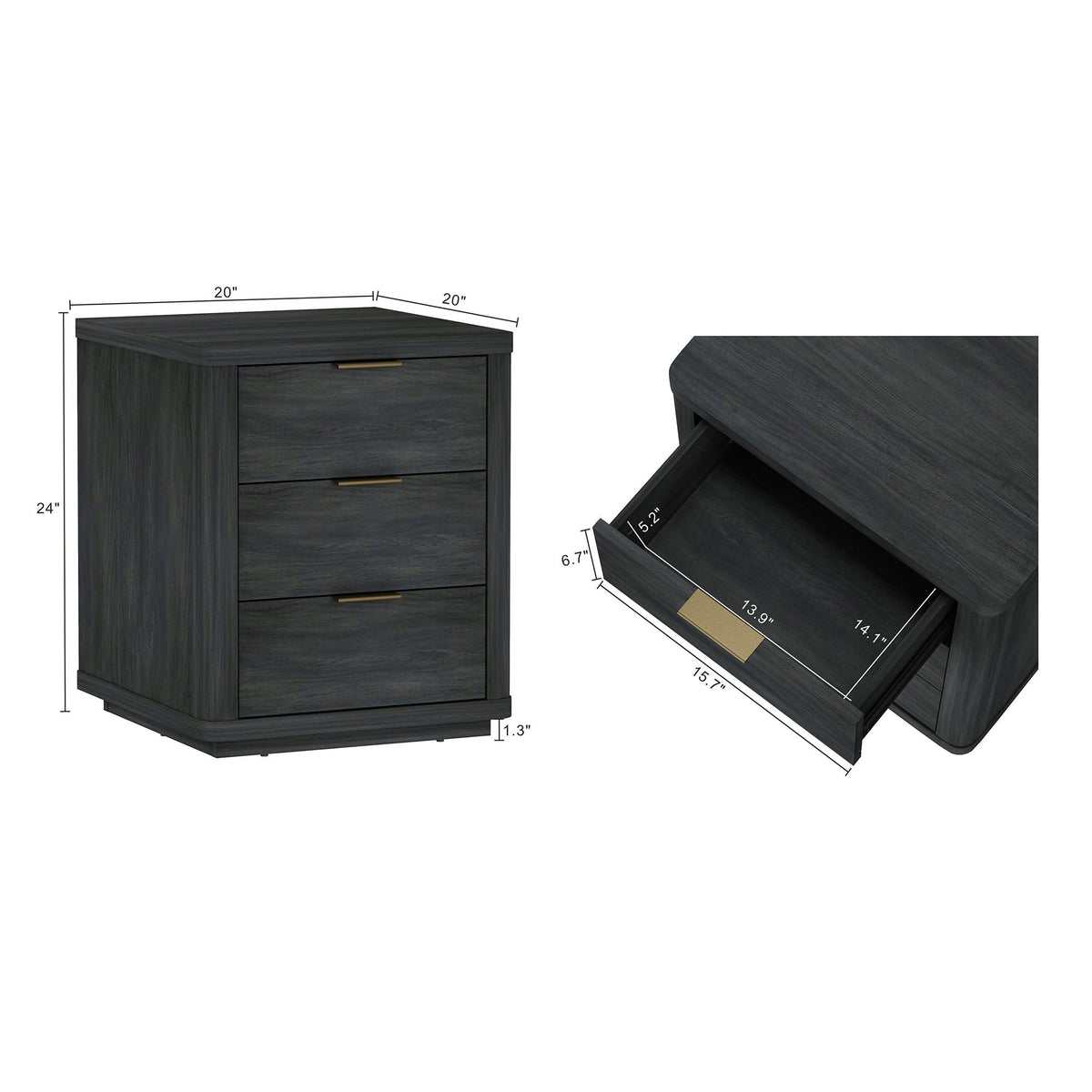 Evelyn - Nightstand With 3 Drawers, Smooth Rounded Edges, photo 8 of 12