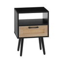 15.75" Rattan End Table With Drawer And Solid Wood Legs, Modern Nightstand, Side Table For Living Room, Bedroom by Unique Piece Furniture