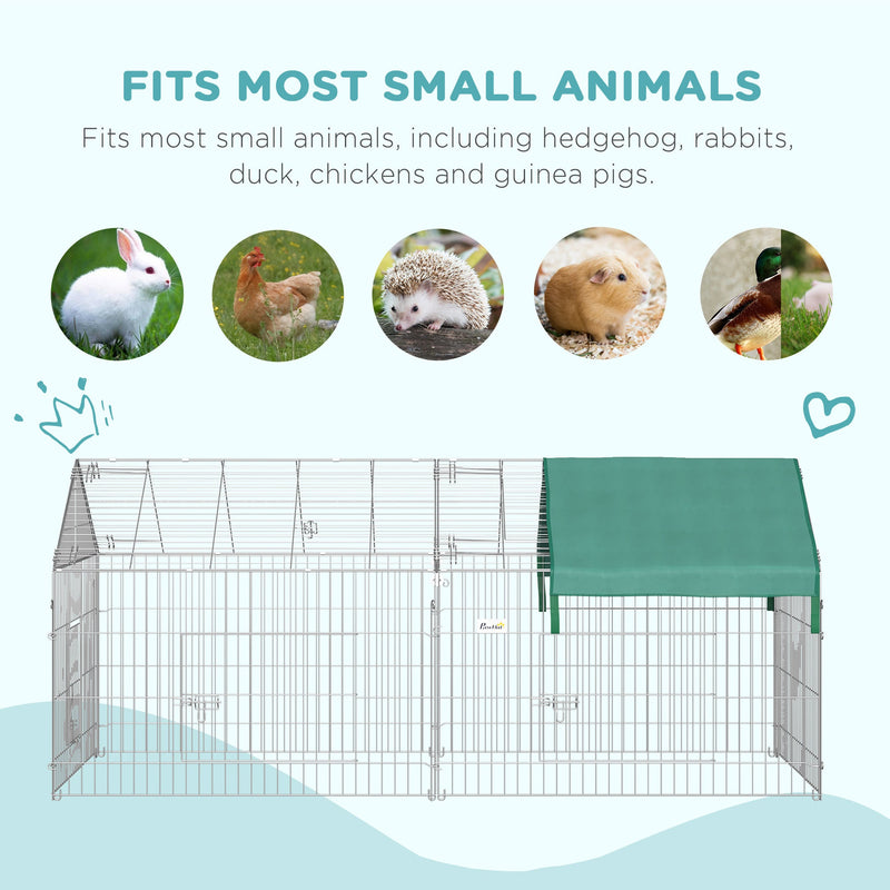 87" Small Animal Playpen, Pet Playpen Yard Fence for Rabbits, Chicken, Chinchillas with Roof for Indoor & Outdoor, Green