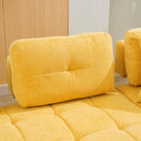 91.73" L-shaped Sofa Sectional Sofa Couch with 2 Stools and 2 Lumbar Pillows for Living Room, Yellow