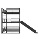 Full Over Full Over Full Bunk Bed with Slide