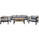 4 Pieces Outdoor Sectional Sofa Set 5 Person Patio Seating Group Outdoor Conversation Set With Cushions And A Coffee Table For Patios by HouseOfZazla