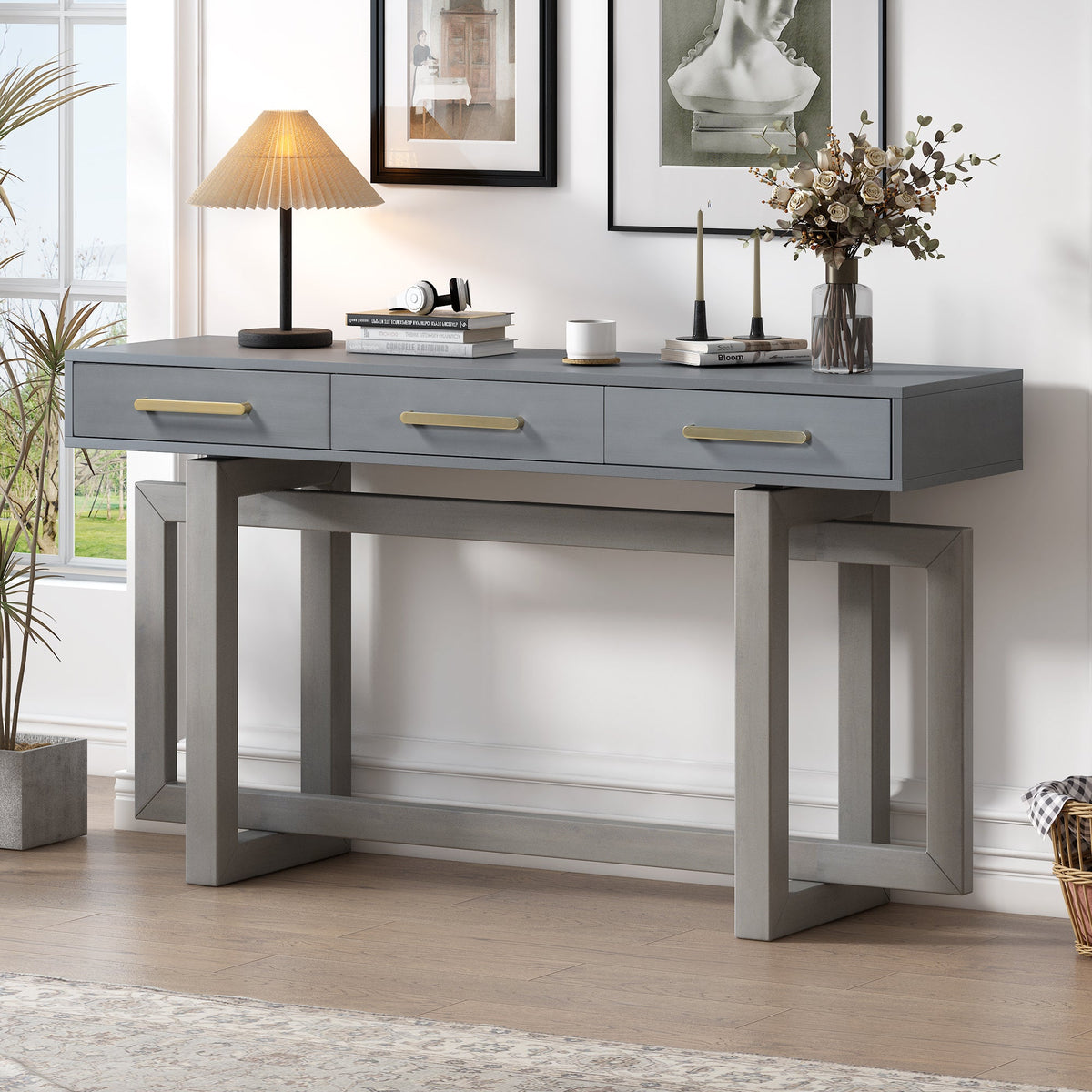 U_STYLE Elegant Console Table with Three Drawers, photo 2 of 10