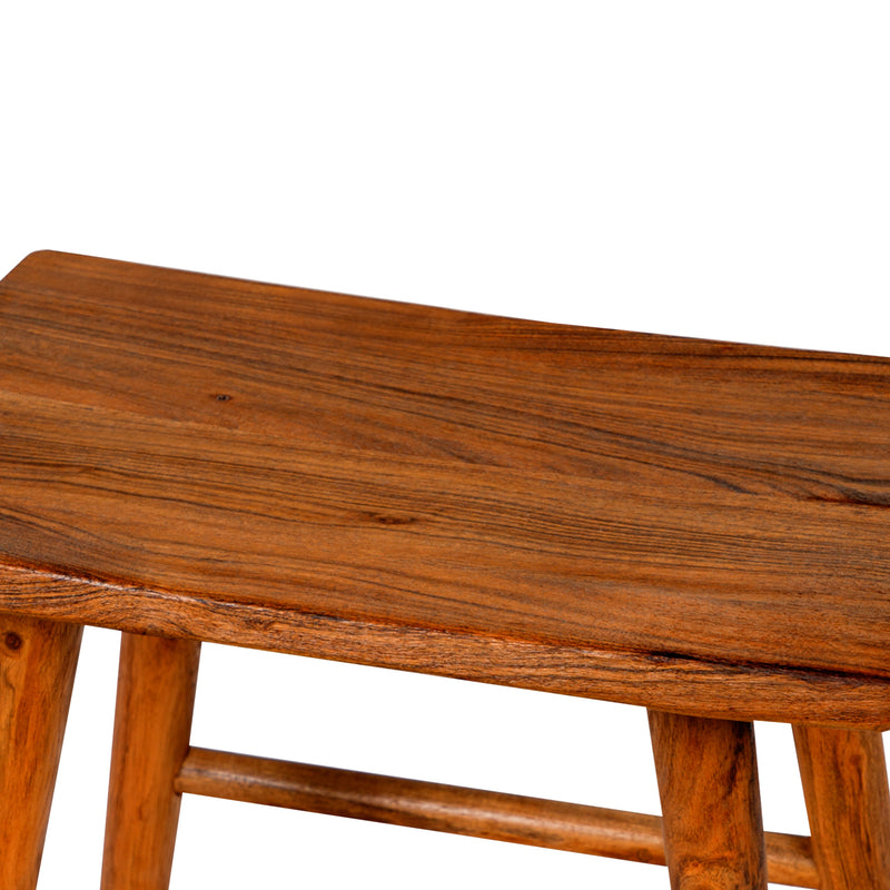 18 Inch Rectangular Acacia Wooden Side Table with Angled Legs, Warm Brown