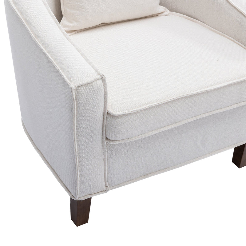 Accent Chair with Ottoman, Mid Century Modern Barrel Chair Upholstered Club Tub Round Arms Chair for Living Room