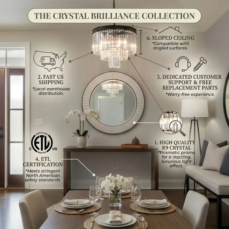 19.7-Inch 7-Light Dimmable Tiered Chandelier, Chrome, photo 9 of 10