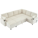 U-Shaped Sectional Sleeper Sofa With Ample Storage Space, 2 Cup Holders And Charging Ports For Living Room by HouseOfZazla