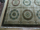 9' X 12' Modern Handmade Indo Lahore Wool Rug Art Deco Olive Ivory Nice Wow