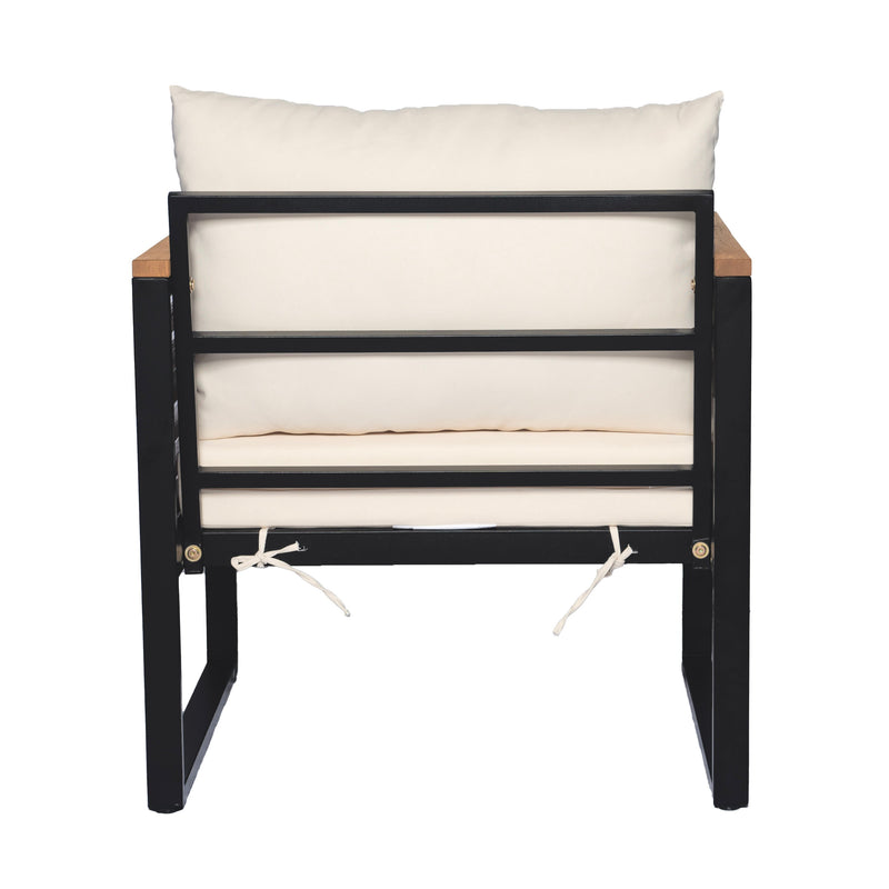 Outdoor 4-piece Acacia Wood and Metal Patio Sofa Set