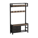 Hall Tree With 2 Movable Drawers, Shoe Storage, Shelves, Garment Racks, And 23 Hooks For Entryway - Rustic Brown by HouseOfZazla