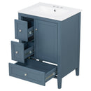 Modern Bathroom Vanity With Sink, Soft Close Drawers & Door, Storage Rack