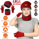 Winter Knitted Hat Scarf Gloves 3Pcs Winter Warm Beanie and Touch Screen Gloves Scarf Set Knit Beanie Skull Cap Neck Warmer Mittens for Men Women
