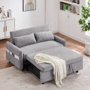 55.1" Pull Out Sleep Sofa Bed Loveseats Sofa Couch with Adjustable Backrest, Storage Pockets, 2 Soft Pillows, USB Ports for Living Room, Bedroom, Apartment, Office,Grey