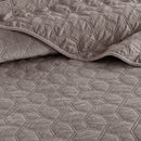 3 Piece Velvet Quilt Set Taupe Full/Queen