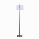 Casper 69" Contemporary Metal Floor Lamp in Gold Metal with Off-White Linen Shade