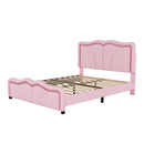 Upholstered Platform Bed & Curve Shaped And Height Adjustable Headboard, LED Light Strips by Unique Piece Furniture