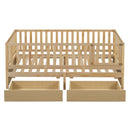 Daybed With Fence Guardrails And 2 Drawers, Split Into Independent Floor Bed & Daybed by HouseOfZazla