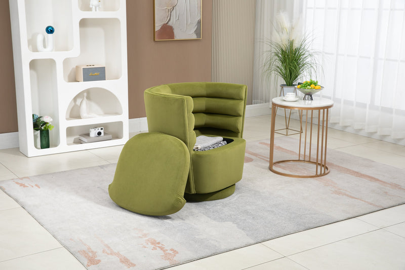 Swivel Barrel Chair, Comfy Round Accent Chair with storage for Living Room, 360 Degree Swivel Barrel Club Chair, Leisure Arm Chair for Nursery, Hotel, Bedroom, Office