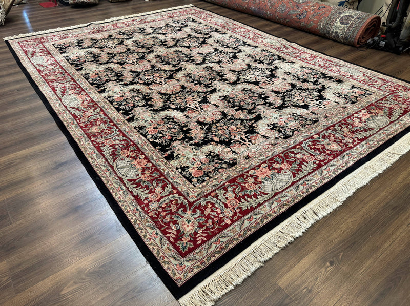 Sino Persian Rug 9x12, Black, Floral Bouquets