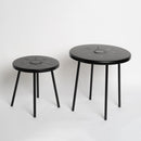 2-Pack Solar Powered Side Table with LED Light, Outdoor/Indoor Nesting Round End Table Set by HouseOfZazla