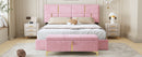 2-Pieces Bedroom Sets,Queen Size Upholstered Platform Bed with Hydraulic Storage System,Storage Ottoman with Metal Legs,Pink