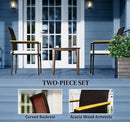 Set of 2 Patio Wicker Dining Chairs with Backrest and Armrests