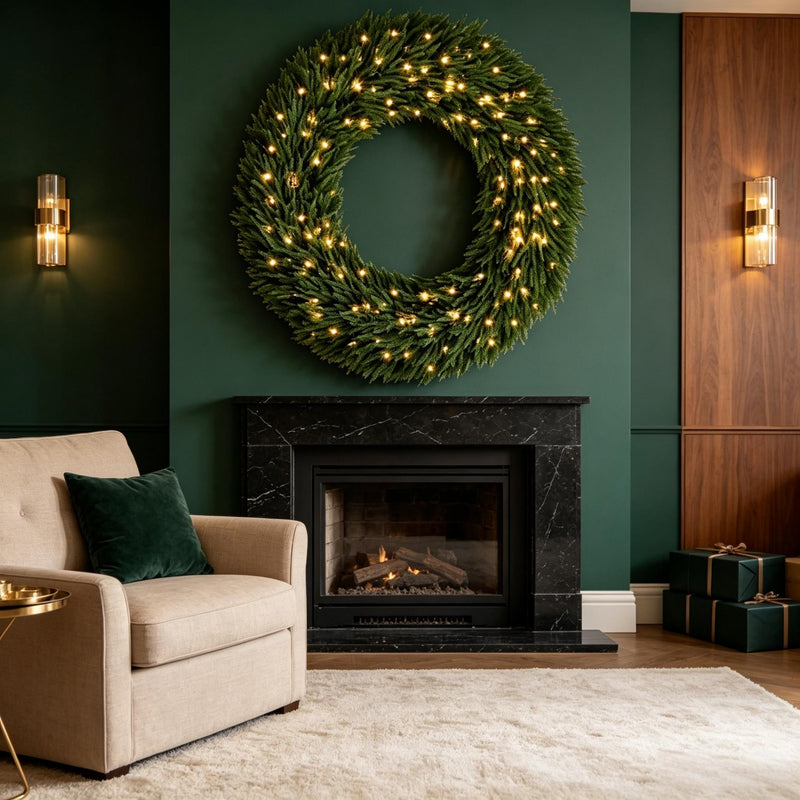 48 In Artificial Norfolk Pine Christmas Wreath, Pre-Lit, photo 7 of 10