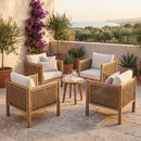 Set of 4 Outdoor Acacia Wood Patio Chairs