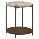 Bleskin - Round Accent Side Table With Shelf - White by HouseOfZazla