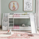 Twin Over Twin Stairway Bunk Bed With Two Drawers And Slide by HouseOfZazla