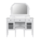 Elegant Makeup Vanity Desk With Adjustable Mirror And Storage And Construction - White by Unique Piece Furniture