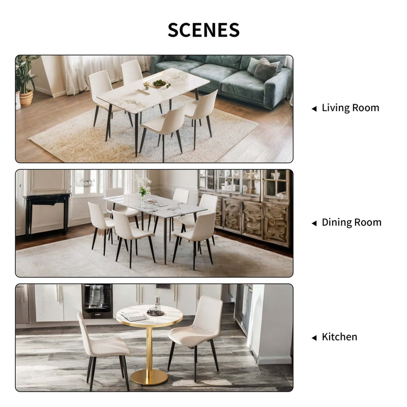 Dining Chairs 4PCS, Modern Kitchen & Dining Room Chairs, Upholstered Faux Leather Cushion Seat and Sturdy Metal Legs