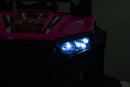 12V7A*1 30W*4 Four-Wheel Drive Seat One Button Start, Forward And Backward, High And Low Speed, Music, Front Light, Power Display, Two Doors Can Open, 2.4G R / C, Seat Belt Four Wheel Absorber by HouseOfZazla