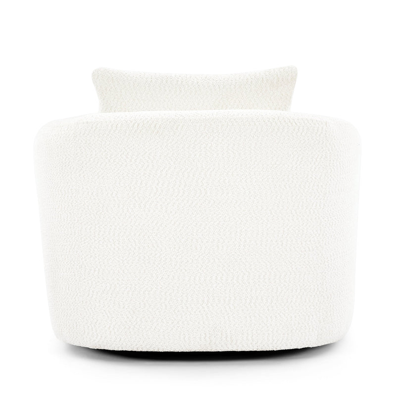 360° Swivel Barrel Sofa Chair with Throw Pillow, Chenille Upholstered Accent Chair, Beige, 38.2'