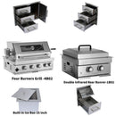 Built-In Outdoor Kitchen LPG Gas Grill 60000 Btu, Drop-In Ice Box With BBQ Tool Set - Silver by HouseOfZazla