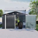 Outdoor Storage Shed Metal Garage Shed For Car, Bike, Lawnmower Backyard Tool House Building 2 Doors And 4 Vents - Black by HouseOfZazla