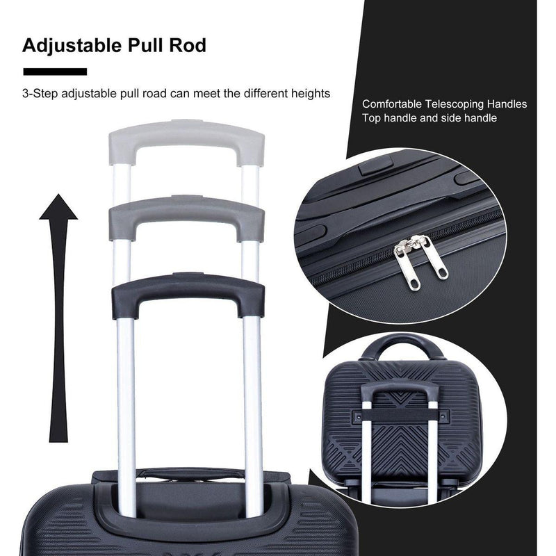 2Piece Luggage Sets ABS Lightweight Suitcase, Spinner Wheels, (20/14) BLACK