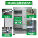 54" Commercial Freezer 49 Cu.Ft With 2 Solid Door Reach-In Freezers Stainless Steel Etl Approved Upright Freeze Storage - Silver by HouseOfZazla