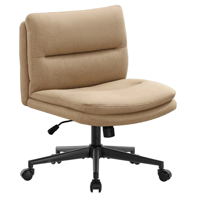 Walker Edison | Linen Criss Cross Legged Desk Chair with Wheels