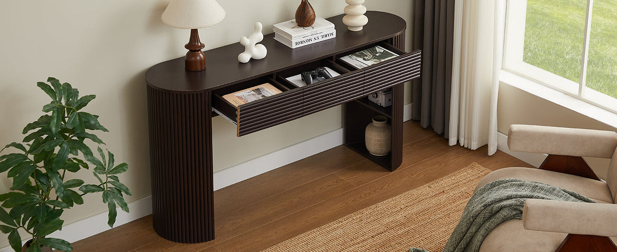Retro Console Table with Storage, 3 Drawers, photo 4 of 10