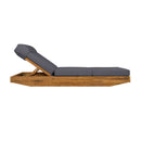 Modern Acacia Wood Outdoor Chaise Lounge with Adjustable Headrest