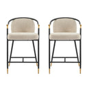 26" H Upholstered Counter Stool with Metal Frame (Set of 2) - Almond by HouseOfZazla