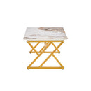 A modern minimalist style marble patterned coffee table with golden metal legs. Computer desk. Game table. Tea table. CT-XX