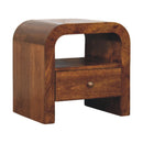 Solid Wood Darcy Nightstand, 1 Drawer and Open Shelf, Chestnut