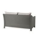 Contemporary Antibes Loveseat & Table Set Outdoor - Gray by HouseOfZazla