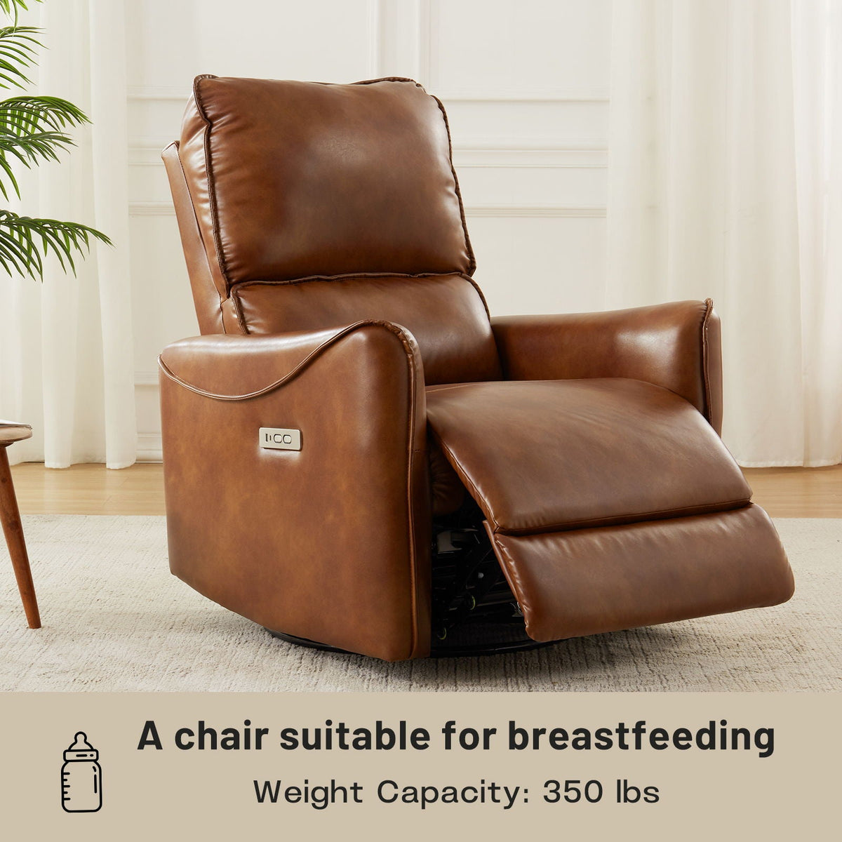 Electric Recliner Chair With Rocker And Swivel Function - Brown, photo 5 of 9