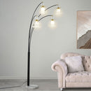 Marcos - Hanging Crystal Arc Tree Floor Lamp With Sculptural Frame - Black by HouseOfZazla