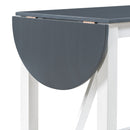 3-Piece Wood Counter Height Drop Leaf Dining Table Set with 2 Upholstered Dining Chairs for Small Place, White+Gray