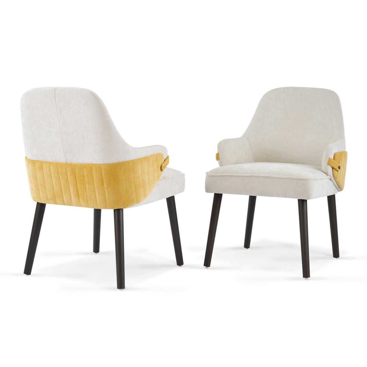 Indoor Dining Chair Set of 2 with Sturdy Frame - Beige / Yellow, photo 7 of 16