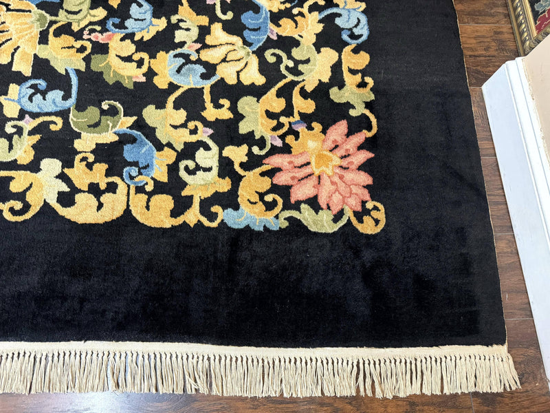 Antique Chinese Peking Rug 12.6 x 14.9, Palace Size Asian Oriental Carpet, Art Deco Rug, Rare